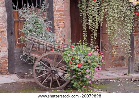 wooden flower cart