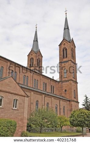 double tower facade St. Peter und Paul church, Lahr Germany