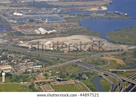 aerial view of an industrial area in Hamilton Ontario