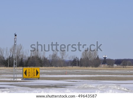 runway markings at the airport, Winter