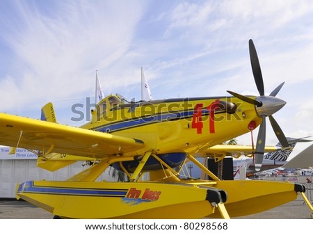 PARIS, FRANCE - JUNE 24:Air Tractor EC-JAT Fire Boss on display  at the world’s largest and oldest aviation showcase The International Paris Air Show. June 24, 2011 Le Bourget Airport, France.