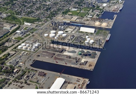 aerial view of an industrial area in Hamilton Ontario Canada