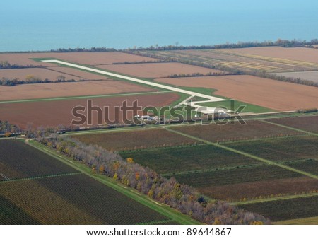 aerial view of the airport on Pelee island Ontario, most southern inhabited island in Canada