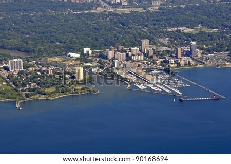 aerial view of the marina in Port Credit, Ontario Canada