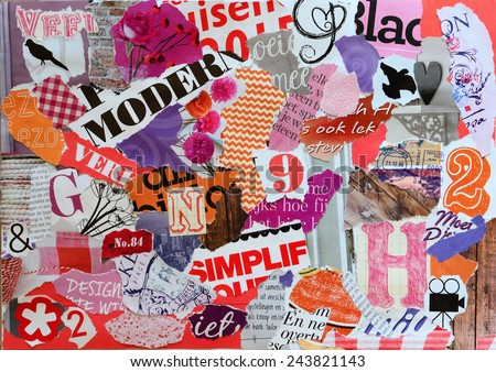Mood board of magazines in girls colors
