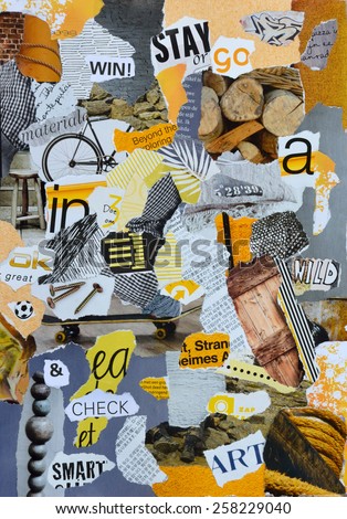 Mood board with yellow colors for a man