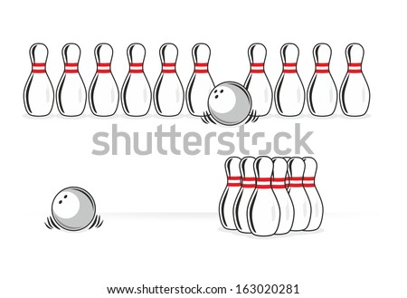 different illustration of bowling pins and balls