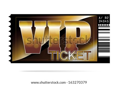illustration of a golden and exclusive VIP ticket