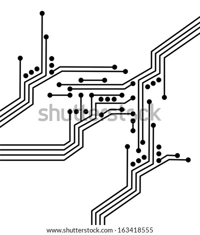 abstract illustration of electric circuits on white background