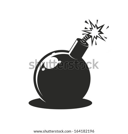 monochrome illustration of a bomb with burning fuse