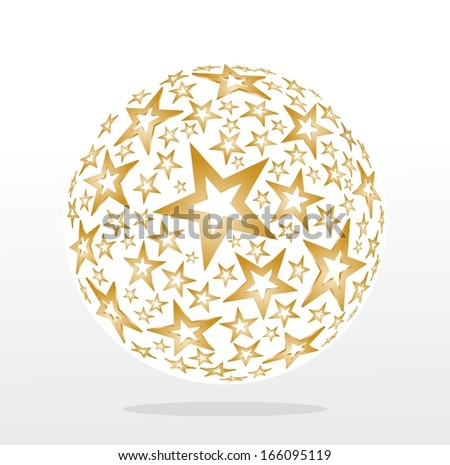 christmas ball decoration with golden stars and shooting stars