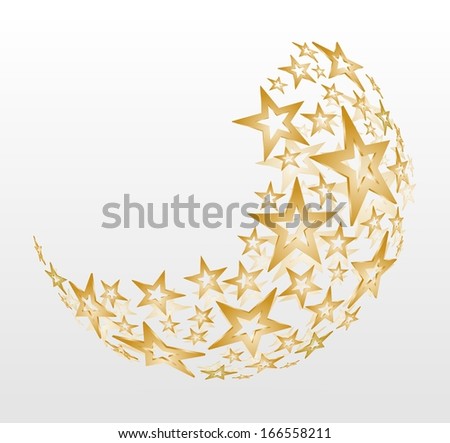 christmas ball decoration with golden stars and shooting stars
