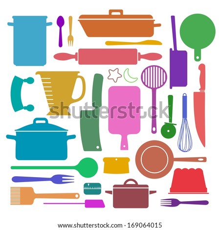 wallpaper with silhouettes of kitchen utensils