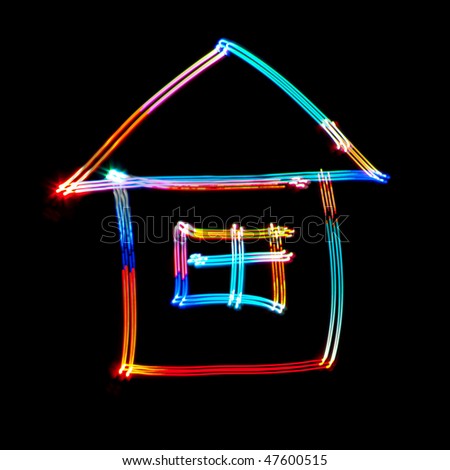 abstract house, obtained with a freezelight photographic style