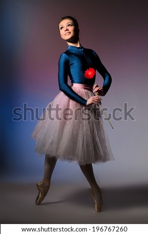 ballet dancer in jump on multicolor background