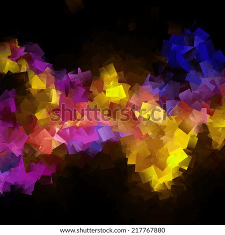 black background with pink yellow and blue abstract cubes pattern