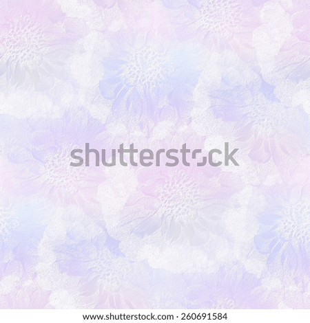 stamped shapes of flowers texture, white gypsum board painted with pastel watercolors, seamless pattern