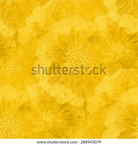 yellow gypsum board, stamped shapes of small flowers texture, seamless pattern