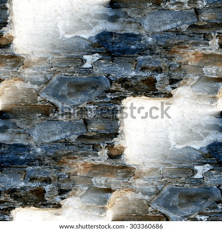old stone wall, patches of cement, seamless texture