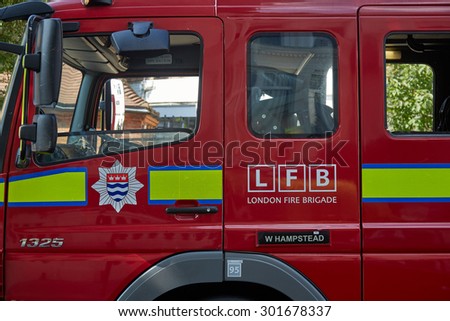 Belsize Park, London, UK, 31st July, 2015. London Fire truck