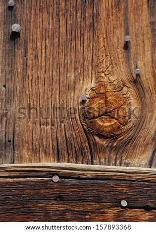 Old wood texture with nails in Colorado.