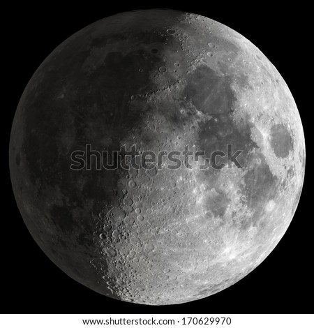 Half Moon with \'Earth-shine\' effect.