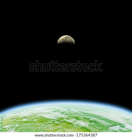 Earth and Moon on a black clipping background. Earth disk furnished by NASA/JPL.