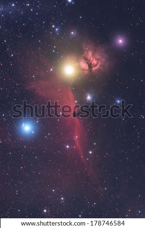 Most famous space object Horse-head nebula in the constellation of Orion.