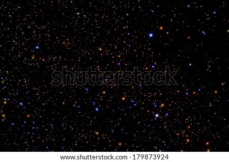 Big star-field in constellation of Perseus with stars shaped (spikes).