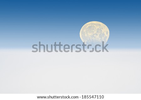 Full Moon rising behind the Earth\'s atmosphere - \'rain drop\' effect from atmospheric effect.