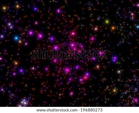 Colorful Milky Way stars photographed through a telescope.