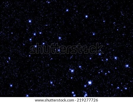 Stars cluster as seen through a telescope with long exposure.