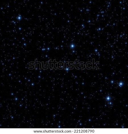 Stars as seen through a telescope with long exposure.