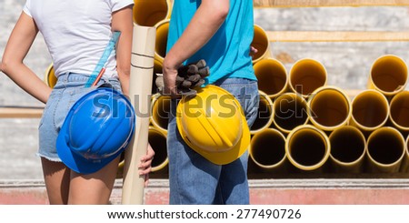 Construction workers ready for job.