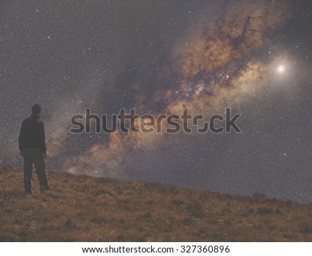 Man watching the stars. Stars are taken through my telescope.