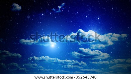 Stars on a dark sky with some clouds. My astronomy work. No elements of NASA or other third party.