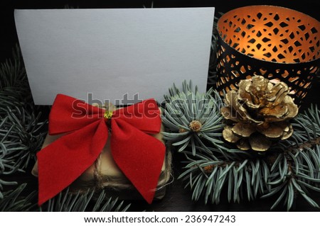 Christmas greeting card with wrapped gifts with copyspace for your own text