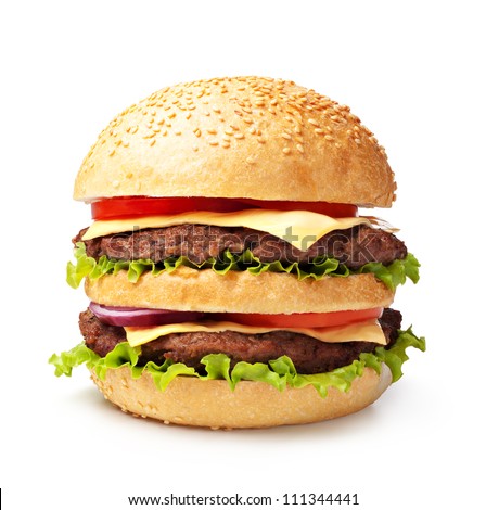 double hamburger isolated on white background