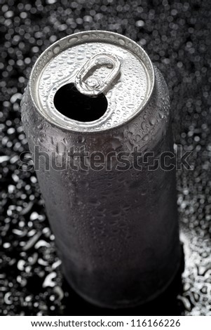 beer can on dark background