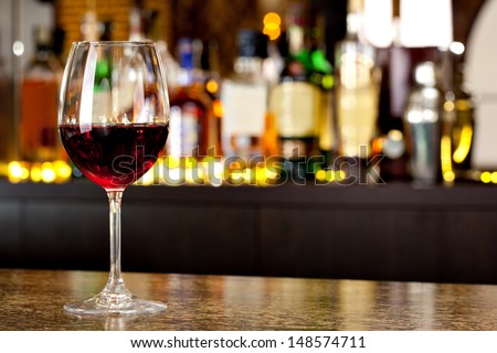 Wine Glass On The Background Of The Bar