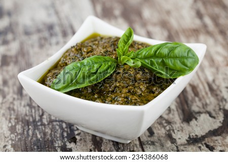 Basil pesto sauce and fresh ingredient