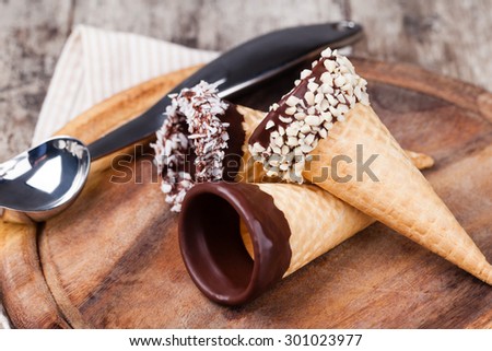 Ice cream cones isolated on white background