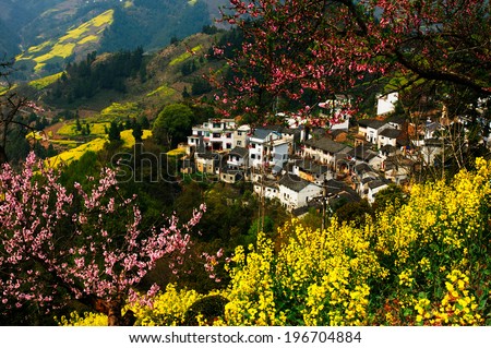 Spring mountain village. China's beautiful spring scenery of the village of jiangxi province