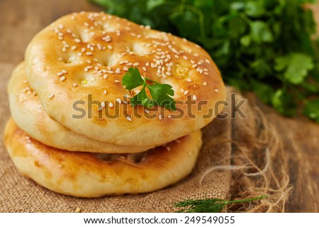 Homemade flat bread with sesame