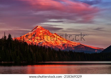 Mt Hood at Lost Lake, Sunset