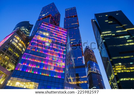 MOSCOW, RUSSIA - AUGUST 8: Moscow International Business Center, Moscow City, August 8, 2014 in Moscow. International Business Center is one of the largest construction projects in Europe