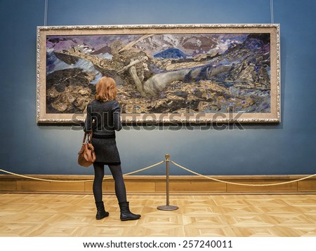MOSCOW, RUSSIA-MARCH 1: The State Tretyakov Art Gallery in Moscow, March 1, 2015. The museum was founded in 1856 by merchant Pavel Tretyakov, the world\'s largest collection of Russian art.