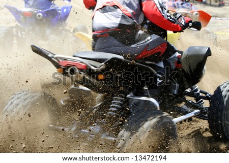 a four wheel bike during action race
