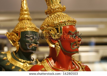 two warriors in a place at Bangkok, Thailand