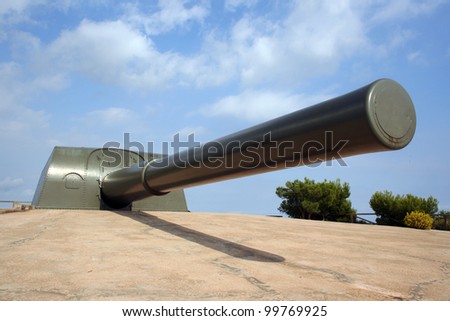 British built 38.1cm calibre gun with 18.6 metre barrel and a range of circa 35km, used for defence of strategic coastal areas such as sea ports